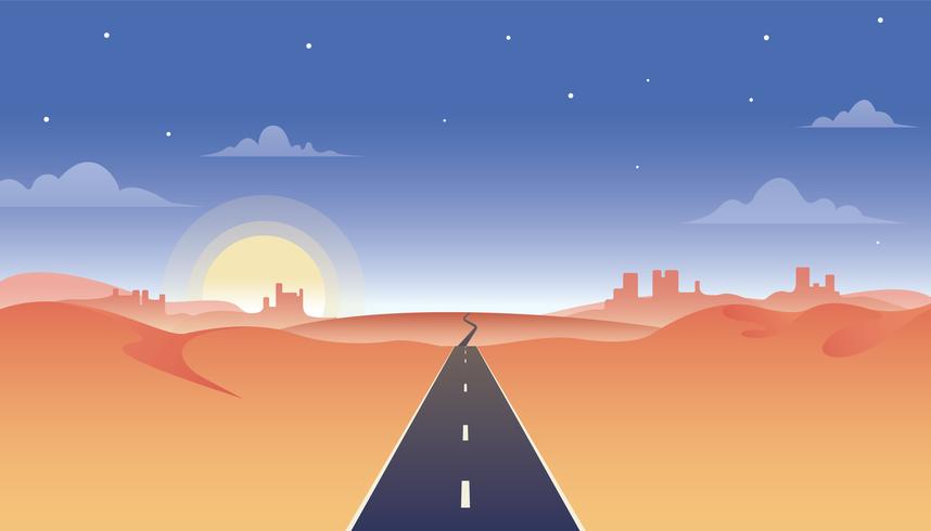 Camino de la carretera a través de la ilustración del desierto vector