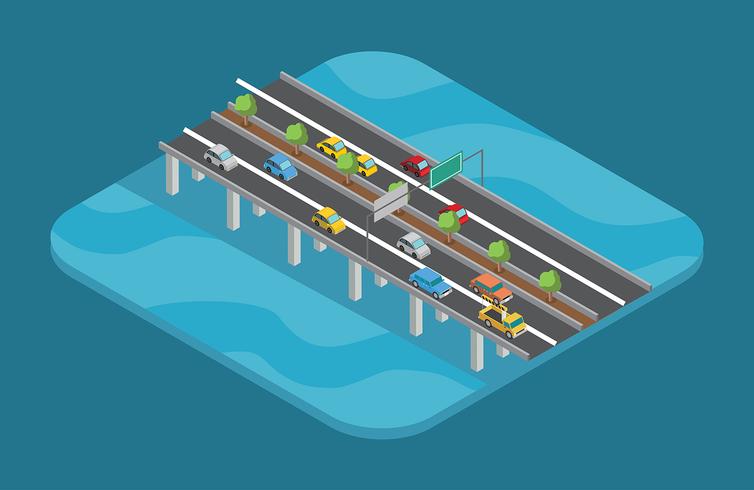 Highway Isometric Free Vector