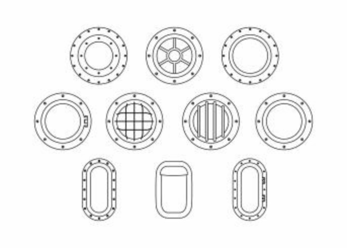 Free Porthole Collection Line Vector