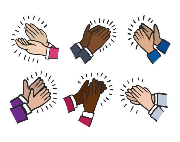 Hands clapping vector set