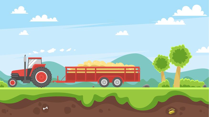 Hayride Carrying Straw Vector