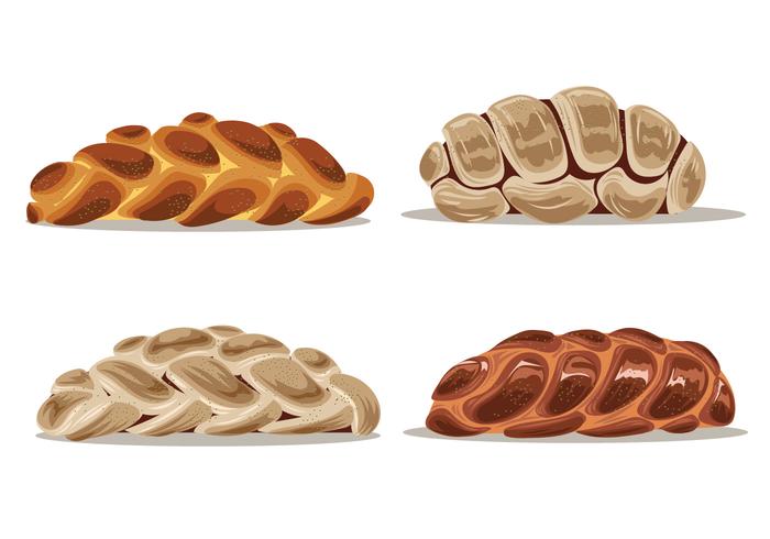 Conjunto de ilustración de pan challah casero vector