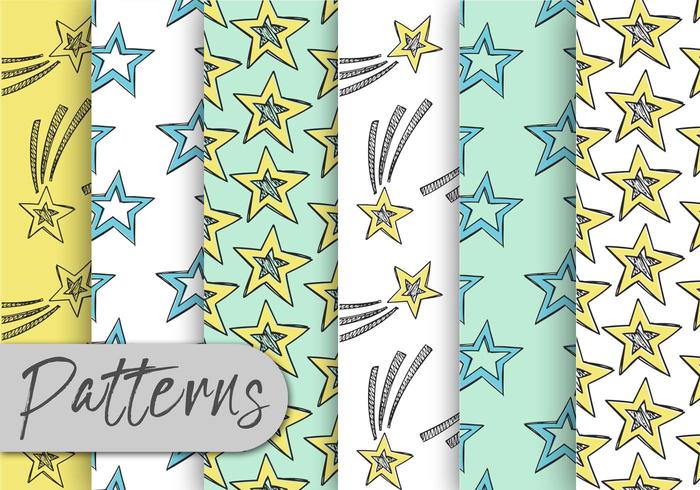 Doodle Stars Pattern Set  vector