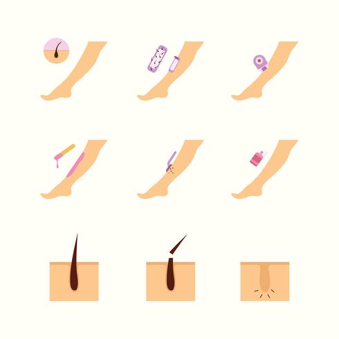 Waxing Icons in Flat Design Vector