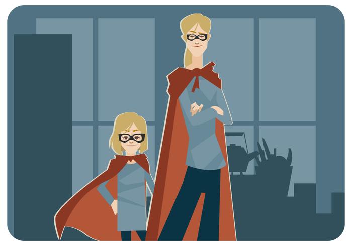 Super-Mom y Super-LilGirl Vector