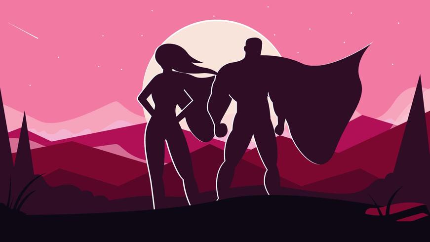 Superwoman And Superman Vector