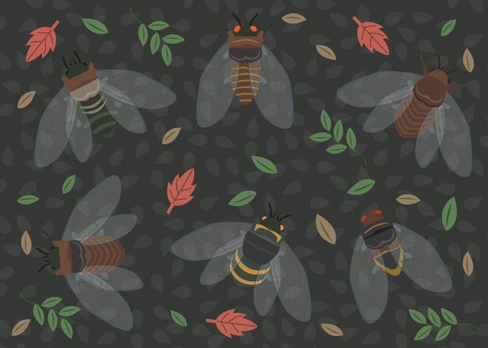 Set Of Colorful Cicada Pattern vector