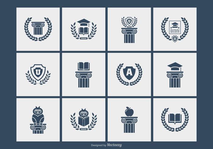 University And Academy Silhouette Symbols Vectors