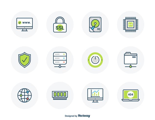 Hosting Filled Outline Icons vector