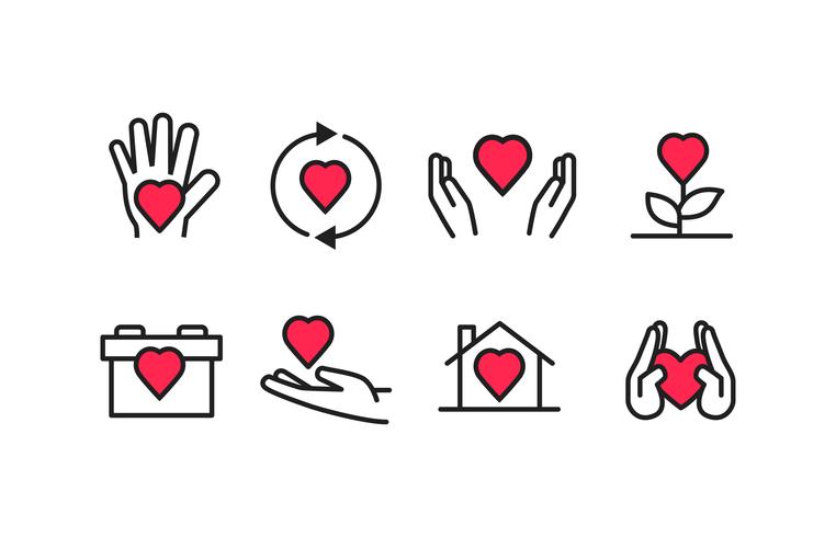 Charity Icons with Duotone Colors Vectors 