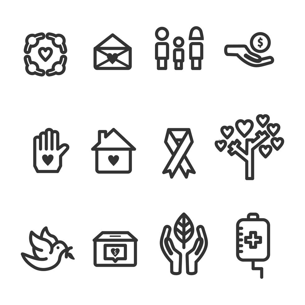 Kindness And Care Icons Collection 165566 Vector Art at Vecteezy