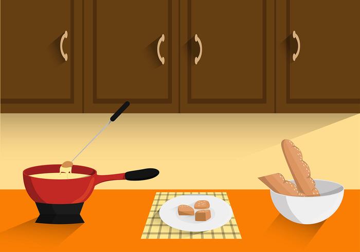 Cocinar, fondue, vector gratis