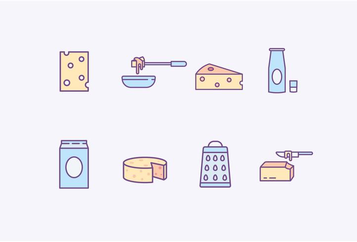 Iconos de productos lácteos vector