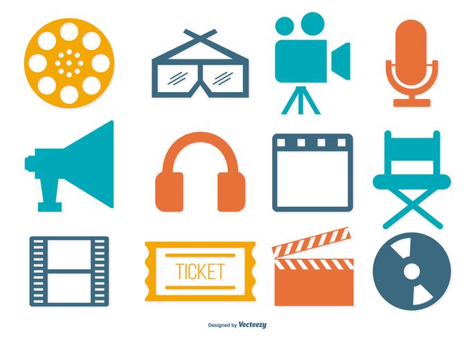 Colorful Assorted Cinema Icon Collection vector
