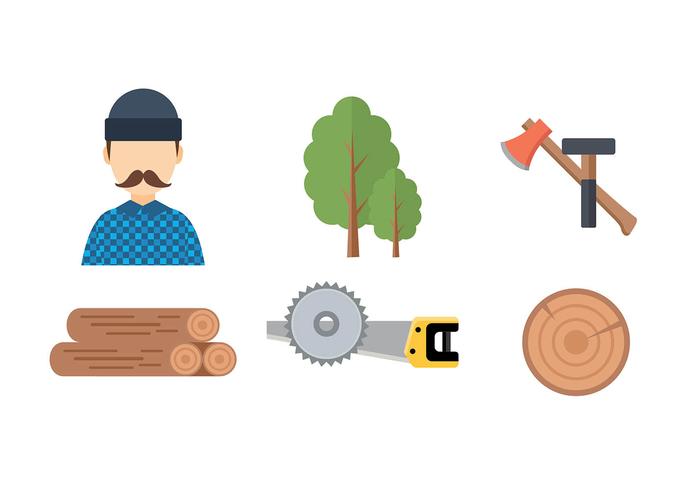 Woodcutter Icon Set Free Vector