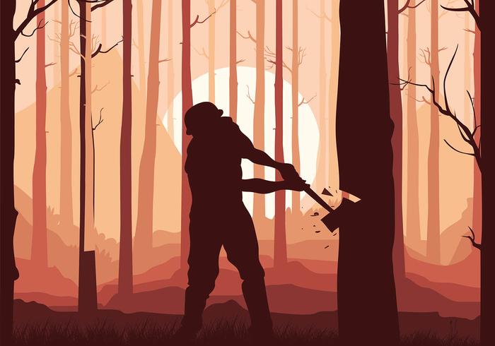 Woodcutter Silouette Free Vector