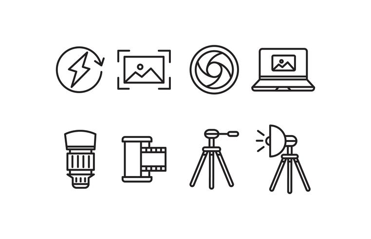 Conjunto de iconos de fotografía vector