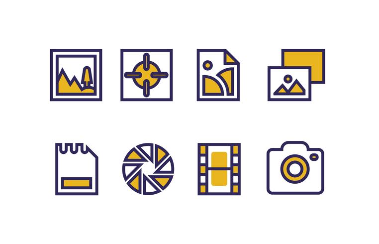 Photography Icons with Duotone Colors vector