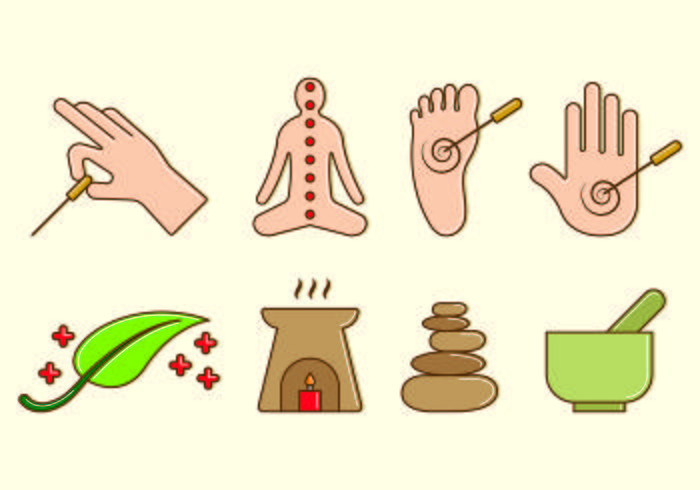 Set Of Acupuncture Icon vector