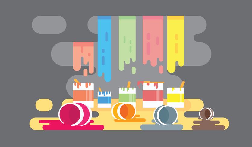 Colorful Paint Pot Background Vector Flat Illustration