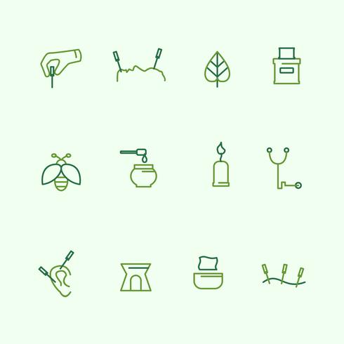 Alternative Acupuncture Medicine Thin Line Icon vector