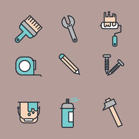 Blue And Yellow Icons For Fixing A House vector