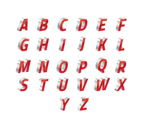 3D Font Red Silver Free Vector