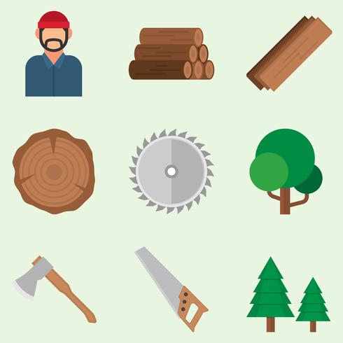 Lumberjack Icons Set vector