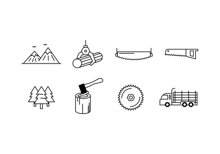 Woodcutter set icon vector