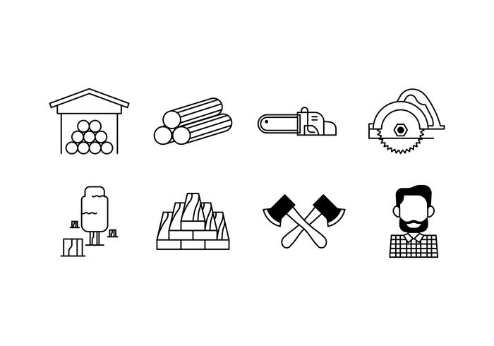 Woodcutter set icon vector