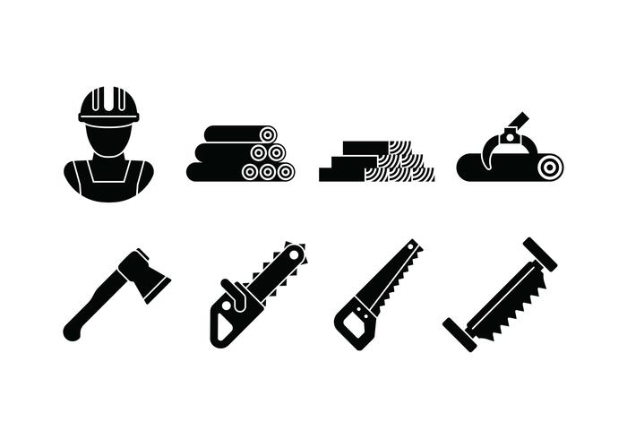 Woodcutter set icon vector