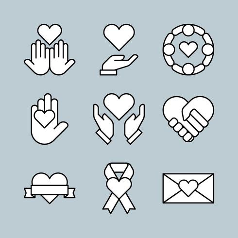 Thin Line Style Charity Icons Set vector