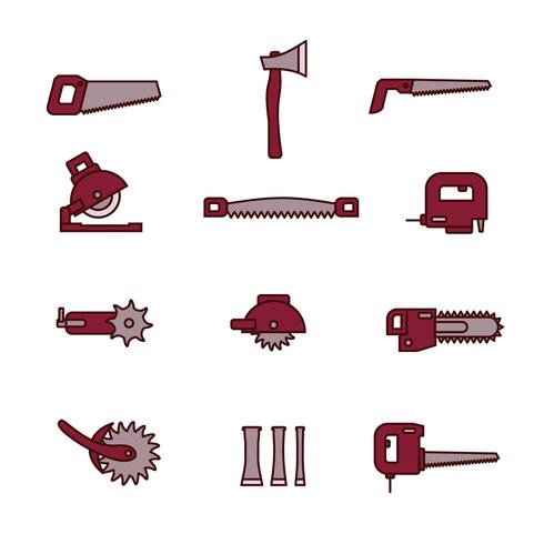 Lumberjack Line Icons vector