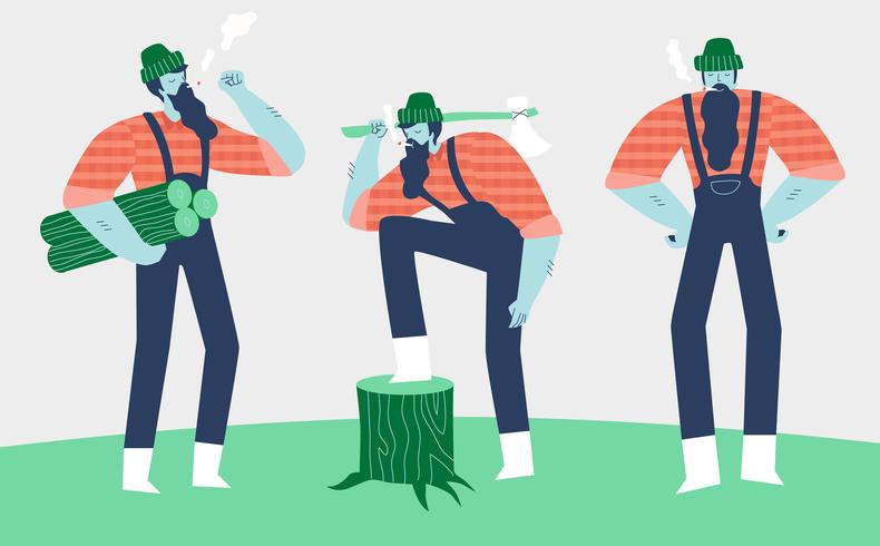 Lumberjack Woodcutter Character vector Flat Illustration