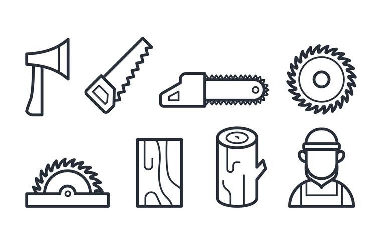 Lumberjack Icons in Linear Style Vectors 