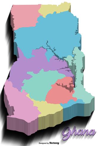 Vector 3d Colorful Ghana Map