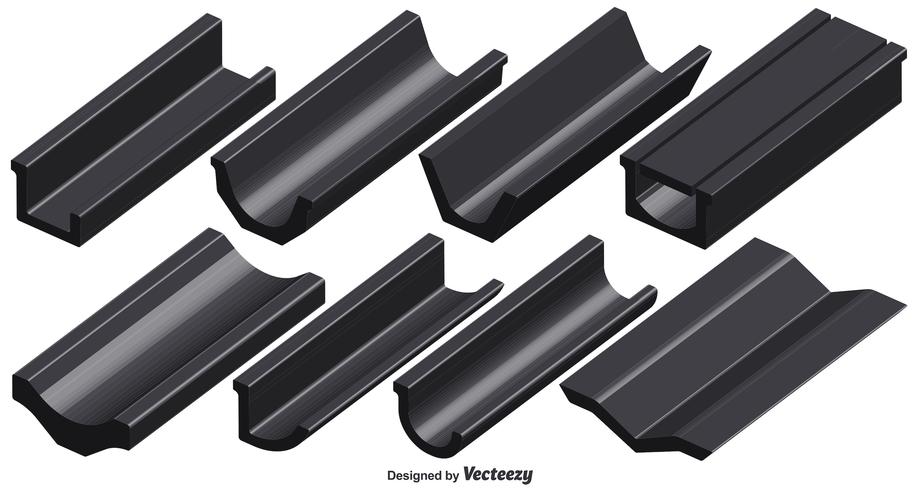 Vector Set Of 3d Roof Gutter Elements