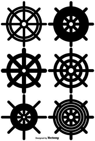 conjunto de iconos de vector de rueda de barco