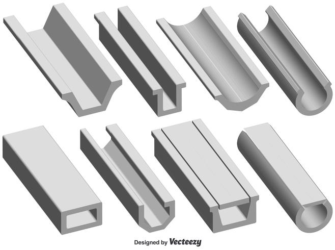 Vector conjunto de forma de canal de techo 3d