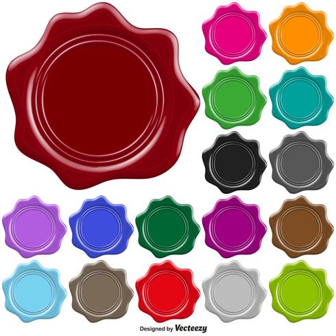 Conjunto de sello de cera de sello colorido - Vector