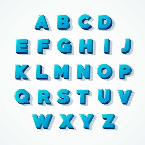 Fuente Blue 3D Alphabet vector