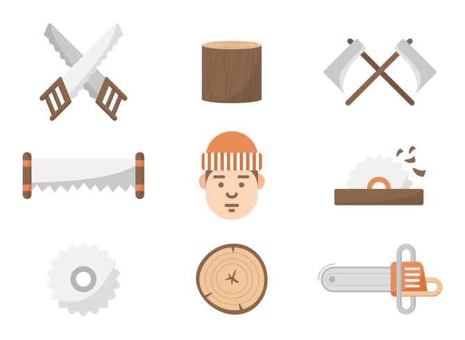 Woodcutter Icons Vector