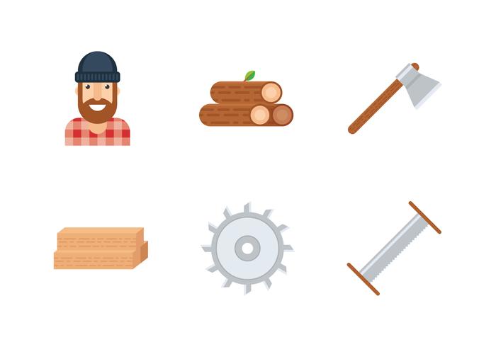 Woodcutter Icon Set vector