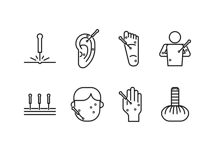 Acupuncture set icon vector