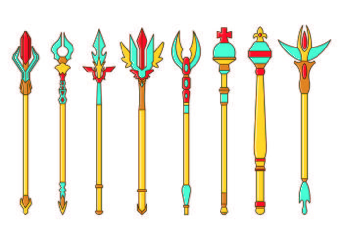 Set Of Sceptre Icon vector