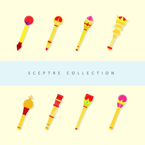 Golden Sceptre Flat Vector Collection