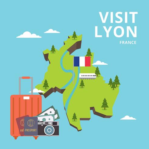 Visit Lyon France Free Vector