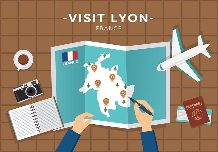 Visita Lyon Plan Vector Gratis