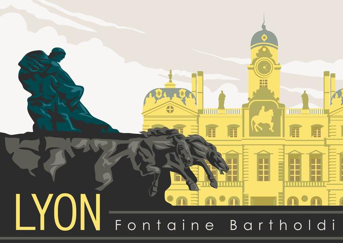 Fontaine Bartholdi in Lyon Vector 