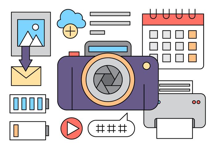 Linear Photography Icons vector